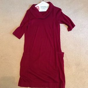 Deep pink turtleneck dress
